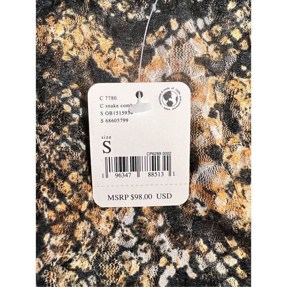 NWT Free People Women Pullover Snakeskin Print Tunic with Collar Drawstring Size - Picture 3 of 5